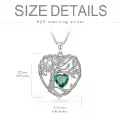 TOUPOP Sterling Silver Emerald Tree Of Life Pendant Necklace-0-5