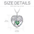 TOUPOP Sterling Silver Emerald Tree Of Life Pendant Necklace-0-5