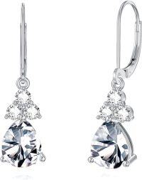 wholesale 925 Sterling Silver Birthstone Dangle Drop Earrings for Women-April-Diamond,