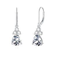 wholesale 925 Sterling Silver Garnet Teardrop Earrings-April-Diamond,