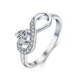 TOUPOP Sterling Silver Moissanite Heart Infinity Engagement Ring Gift-0-0