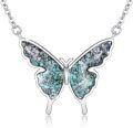 wholesale 925 Sterling Silver Turquoise Stone Inlay Butterfly Pendant Necklace Minimalist Charm s for Her-0-0