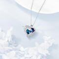 wholesale 925 Sterling Silver 925 Blue Crystal Bull Head Pendant Necklace-0-3
