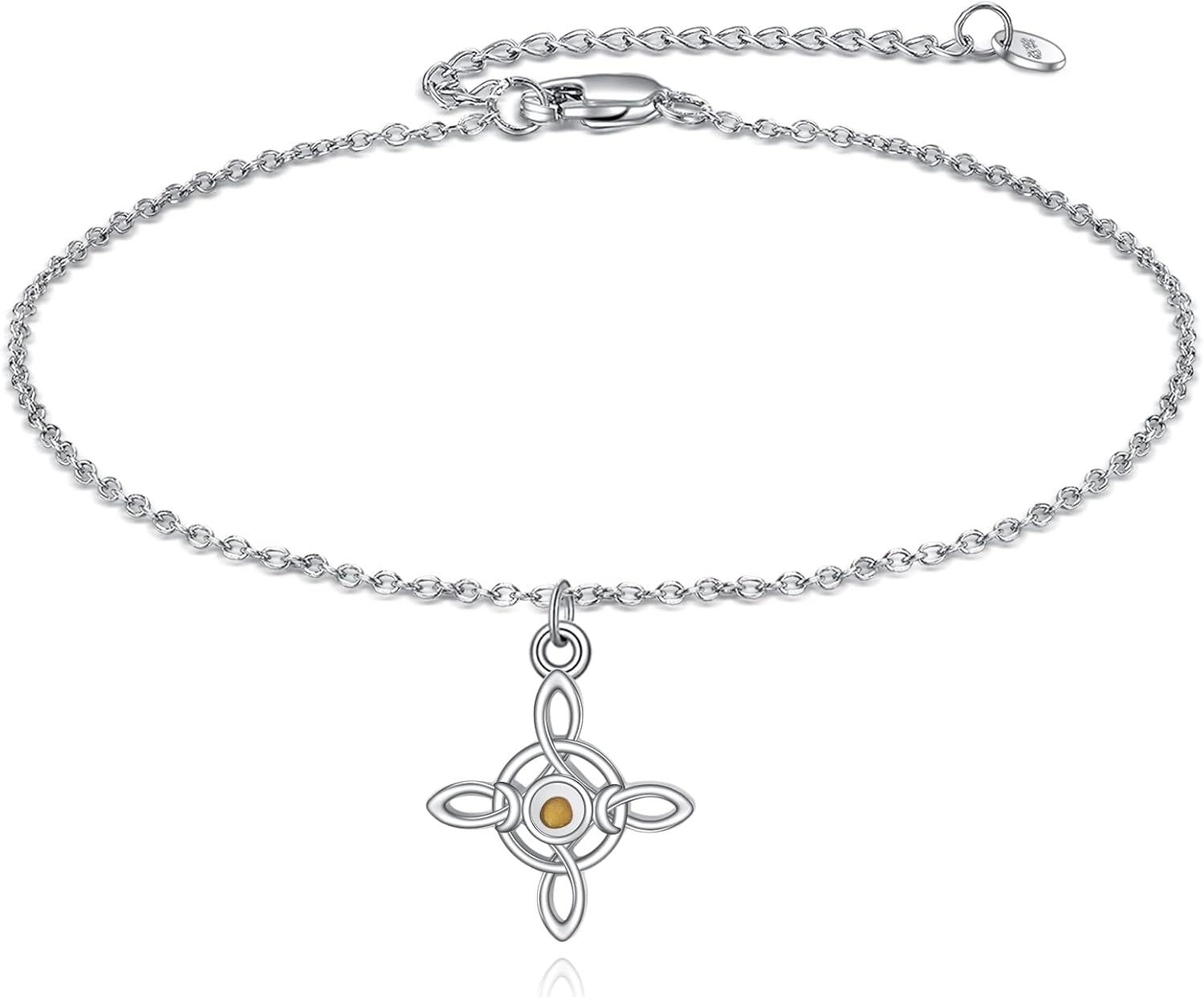 wholesale Sterling Silver Celtic Knot Bracelet w Mustard Seed Moonstone Birthstone-C-Celtic Knot