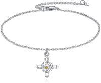 wholesale 925 Sterling Silver Celtic Knot Bracelet w Mustard Seed Moonstone Birthstone-C-Celtic Knot