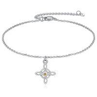 wholesale 925 Sterling Silver Celtic Knot Bracelet w Mustard Seed Moonstone Birthstone-C-Celtic Knot