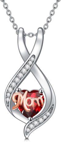 wholesale 925 Sterling Silver Birthstone Mom Necklace Mama Jewelry Gift for Women-01-January