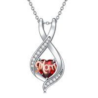 wholesale 925 Sterling Silver Mom Heart Pendant Necklace-01-January