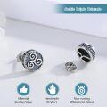wholesale 925 Sterling Silver 925 Norse Triskele Spiral Compass Stud Earrings-0-4
