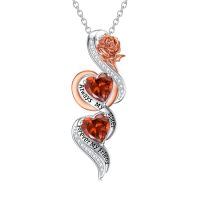TOUPOP Sterling Silver Ruby July Birthstone Rose Flower Necklace-undefined