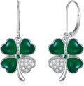 wholesale 14K Gold Plated Sterling Silver Round Natural Jade Earrings for Women-0-7