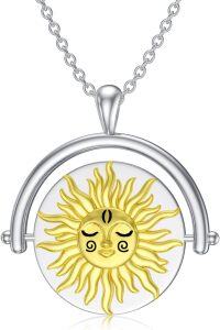 wholesale 925 Sterling Silver Moonstone Sun & Moon Pendant with Metatron Cube Charm Necklace-Spinning Sun and Moon