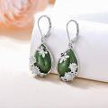 wholesale 14K Gold Plated Sterling Silver Round Natural Jade Earrings for Women-0-33