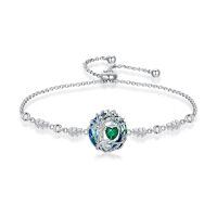 wholesale 925 Sterling Silver Austrian Crystal Tree of Life Birthstone Bracelet for Women-05-May-Emerald