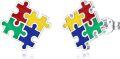 wholesale 925 Sterling Silver Autism Puzzle Stud Earrings - 14mm, Platinum Plated, Nickel-Free, Hypoallergenic, Gift Box Included-0-0