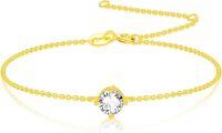 wholesale 14K Gold Round Cut Moissanite Solitaire Chain Bracelet for Women-1CT Moissanite