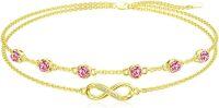 wholesale Sterling Silver Birthstone Women s Anklet Bracelets Infinity Butterfly Evil Eye Turtle Pineapple Starfish Heart-Bracelet 7"-9"-Infinity 07-Ruby-Yellow Gold