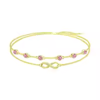 wholesale 925 Sterling Silver Birthstone Women s Anklet Bracelets Infinity Butterfly Evil Eye Turtle Pineapple Starfish Heart-Bracelet 7"-9"-Infinity 07-Ruby-Yellow Gold