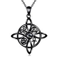 wholesale 925 Sterling Silver Moissanite Witches Knot Necklace Witch Jewelry for Women-A-Moss Agate(Black)-A-Moss Agate(Black)