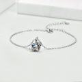 wholesale 925 Sterling Silver Blue Crystal Heart Sloth Charm Bracelet for Women and Girls-0-1