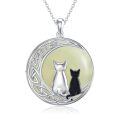 wholesale 925 Sterling Silver Cat On Moon Pendant Necklace-0-10