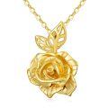 TOUPOP 14K Gold Rose Flower Pendant Necklace June Birthstone Gift-0-0