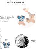 wholesale 925 Sterling Silver Cubic Zirconia Blue Butterfly Stud Earrings for Women, Gift Box-0-4