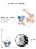 wholesale 925 Sterling Silver Blue Butterfly Cubic Zirconia Stud Earrings For Women-0-4