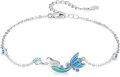 wholesale 925 Sterling Silver Blue Crystal Mermaid Tail Charm Chain Anklet/Anklet - Bohemian Oceanic s for Her-0-0
