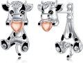 wholesale Sterling Silver Animal Stud Earrings Cute Axolotl Cow Pig Koala Frog Bulldog Panda Highland Cow Bee Cat for Women Christmas Birthday-0-48