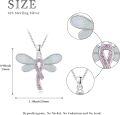 wholesale 925 Sterling Silver Pink Opal Ribbon Dragonfly Breast Cancer Awareness Survivor Necklace-0-3