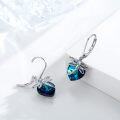 wholesale 925 Sterling Silver Blue Crystal Heart Dragonfly Leverback Earrings-0-1