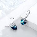 wholesale 925 Sterling Silver Blue Heart Drop Earrings With Crystal Detail-0-1