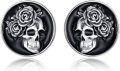 wholesale 925 Sterling Silver Gothic Skull Rose Stud Earrings for Men Women Black Enamel Leverbacks 4G-0-0