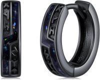 wholesale 925 Sterling Silver Black Viking Hoop Earrings w/ Runes - Norse Pagan -Runes