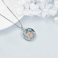 TOUPOP Sterling Silver Blue Crystal Cat Moon Pendant Necklace-0-3