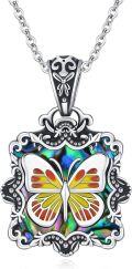 wholesale 925 Sterling Silver Multicolor Abalone Shell Butterfly Pendant Necklace for Women-0-0