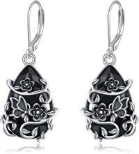 wholesale 925 Sterling Silver Black Tourmaline Crystal Healing Earrings for Women Spiritual Protection Jewelry-Butterfly