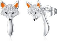 wholesale 925 Sterling Silver Rose Gold Plated Pink Abalone Shell Fox Stud Earrings-Silver