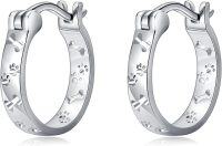 wholesale 925 Sterling Silver Dog Paw Print & Bone Design Hoop Earrings for Women and Girls-Paw Print