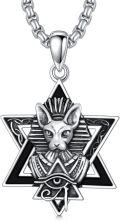 wholesale 925 Sterling Silver Egyptian Cat Goddess Pendant Necklace-0-0