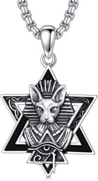 wholesale 925 Sterling Silver Egyptian Cat Goddess Pendant Necklace-Bastet