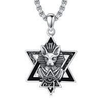wholesale 925 Sterling Silver Egyptian Bastet Cat Pharaoh Hexagram Eye Of Horus Pendant Necklace-Bastet