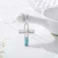 wholesale 925 Sterling Silver Mountain Cross Pendant with Turquoise and Mustard Seed Elements Nature Faith Jewelry for Women-0-1