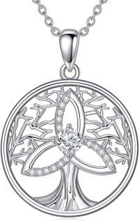 wholesale 925 Sterling Silver 925 with Moissanite Celtic Knot Pendant Necklace for Women-6-Tree of Life Celtic Necklace-01