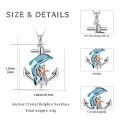 wholesale 925 Sterling Silver Dolphin Anchor Necklace With Blue Crystal And Rose Gold Starfish Detail-0-3