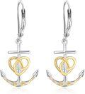 wholesale 925 Sterling Silver Palpitate Anchor Earrings with Heart Dangle for Women Mother's Day s-0-0