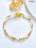 wholesale 925 Sterling Silver Green Jade Link Bracelet Wholesale With Intricate Clasp Design-0-63