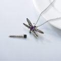 wholesale Sterling Silver Stone Dragonfly Urn Necklace for Ashes w Filling Tool-0-8