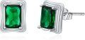 wholesale 925 Sterling Silver Green Square Cut Crystal Stud Earrings for Women-0-0